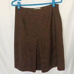 Votre Nom Wool/Cashmere Blend Tweed Brown Marled Skirt Size 8, brown/gold
